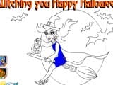 Young witch halloween coloring game - Juegos de vestir y peinar